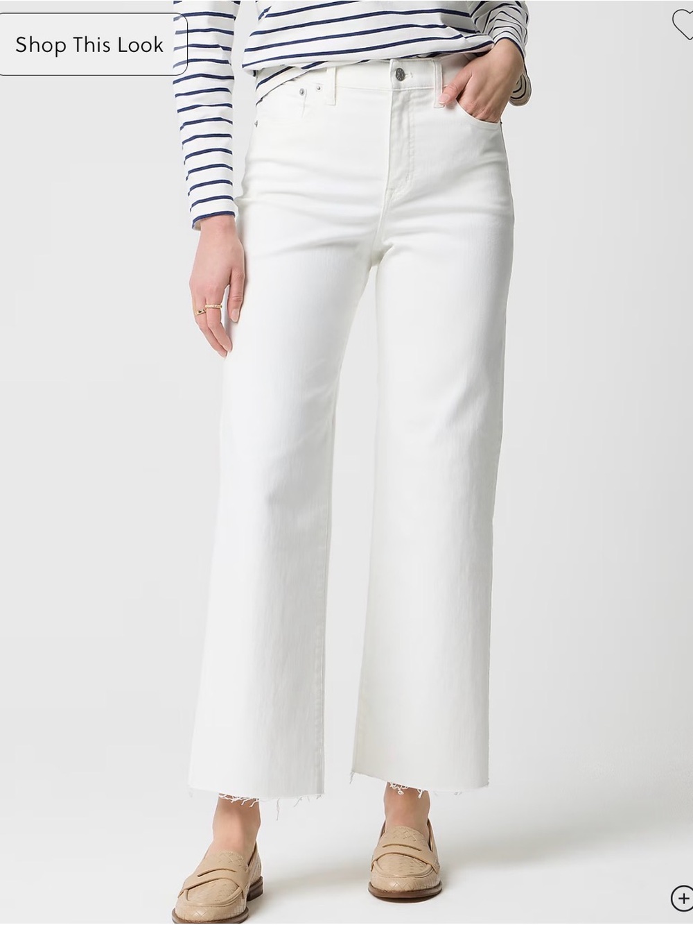 J. Crew White Wide-Leg Crop Jeans